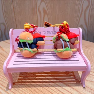Süßer kreativer welpe burger plüsch schlüsselanhänger für tasche anhänger geschenk dekoration