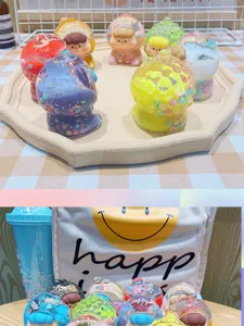 Cute fruit quicksand liquid oil figure desktop car ornament trendy toy decor accessory