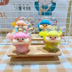 Acrylic Quicksand Bottle Ornament Cute Cartoon Character Liquid Oil Filled Desktop Figurine Creative Gift Toy