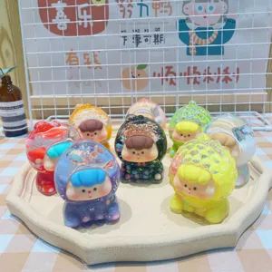 Cute fruit liquid quicksand action figure desktop car ornament toy set gift decor