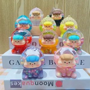 Cute fruit quicksand liquid toy desktop car ornament trendy collectible figure set for gift
