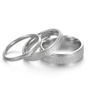 Elegantes mattiertes Edelstahler Ring Set, minimalistische stapelbare silberne Moderinge