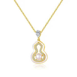 S925 Silver Pearl Gourd Pendant Necklace Korean Style Fashion Jewelry for Women Detail
