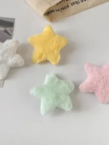 Cute Japanese plush star hair clips soft fuzzy side clips sweet y2k hair accessories