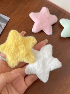 Plush star hair clip sweet cute fluffy hair accessories for women and girls autumn winter daily wear