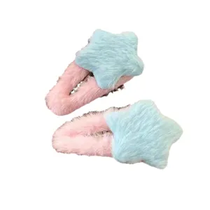 Graziosi fermagli per capelli a stella in peluche per donne e bambini, clip rosa blu.