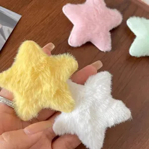 Sweet plush star hair clip, soft fuzzy star hairpin for cute daily autumn styles.
