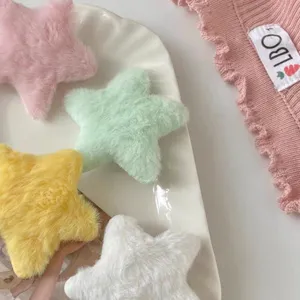 Sweet Japanese plush star hair clip cute Y2K side bangs barrette for women and girls.