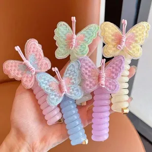 Kinderen Schattige Vlinder Bloemen Hart Spiraal Haarelastiekjes Zoete Elastische Haar Touw Paardenstaart Houder Haaraccessoires