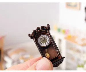 Miniature vintage wall clock model for 1:12 dollhouse miniature furniture DIY decor