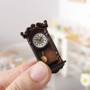 Miniature Vintage Wall Clock Alloy Dollhouse Miniature Toy Retro Clock Model For Dollhouse DIY Miniature Scene