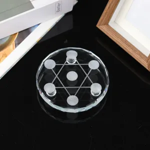Clear crystal seven star array base detail close-up showcasing intricate geometric crystal plate engraving.