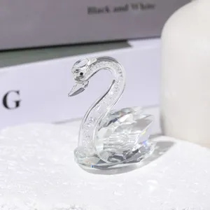 Crystal swan figurine clear glass ornament sparkly desktop decor romantic gift for home wedding
