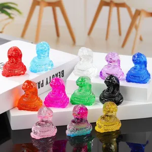 Colorful crystal glass snake figurine zodiac animal ornament for home desktop decoration decor