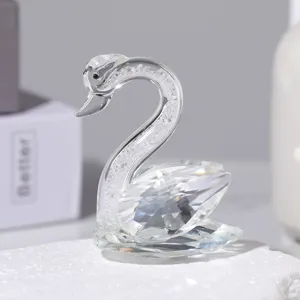 Exquisite crystal swan figurine desktop ornament romantic home decor gift main image display