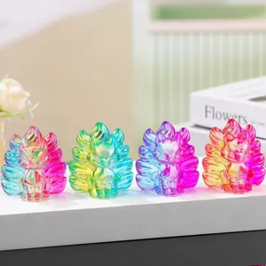 Kreative Glas Neunschwänzige Fuchs Figur Kristall Tier Desktop Ornament Süße Heimdekoration Glücksgeschenk