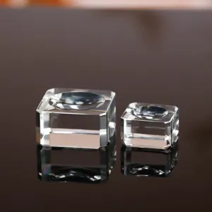 Clear crystal sphere base detail, transparent square glass holder for crystal balls.