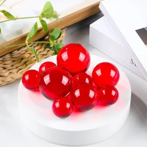 Red glass crystal ball set decorative ornaments for home decor and festive lucky display.