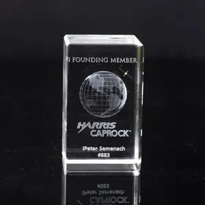 Personalisierter 3D Laser gravierter Kristall Globus Pokal Business Firmen Geschenk.