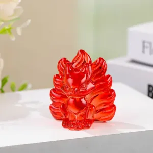 Rote Kristall neunschwänzige Fuchsfigur Glas Tier Ornament für Heim Desktop Dekor Geschenk