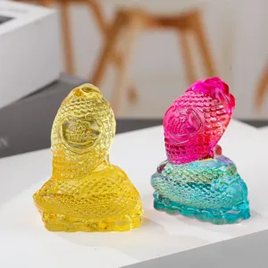 Colorful crystal glass snake figurine zodiac home decor desktop ornament lucky gift sculpture