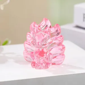 Rosa kristall neunschwänzige fuchs figur tischdekoration schönes kristall geschenk