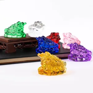 Bunte Kristall Gelbkröte Figur, Feng Shui Glückskröte Dekoration, Büro Heimornament.