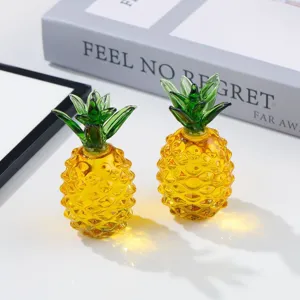 Statuetta Ananas di Cristallo Vetro Giallo Ornamentale per Decorazione della Casa