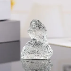 Crystal snake figurine zodiac animal sculpture clear glass home desk decor fine detail view
