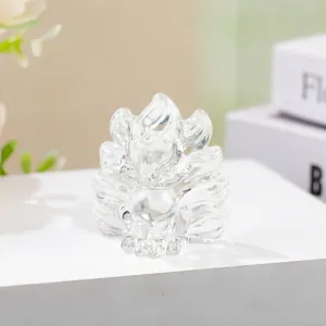 Kristall Neunschwänziger Fuchs Figur Klares Glas Tier Statue Tisch Glücksdeko Geschenk