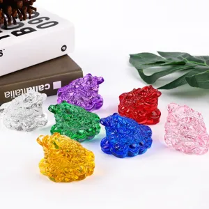 Bunte Kristall dreibeinige Geldkröte Ornamente, Feng Shui Glücksbringer Dekoration.