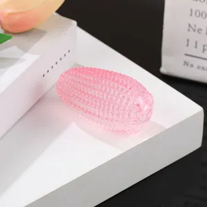 Rosa Kristall Maisfigur, transparente Glasmais Skulptur fuer Tischdekoration Geschenk.