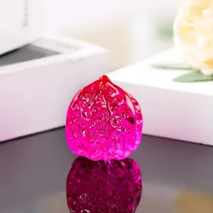 Pink glazed walnut crystal sculpture handheld fitness massage toy home office desk decoration ornament