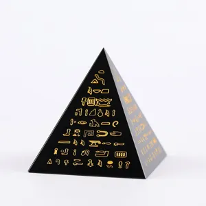 Ancient Egyptian hieroglyph crystal pyramid ornament black energy tower craft prop.