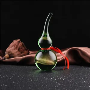 Green crystal gourd ornament feng shui home decor wealth gathering decorative piece detail view
