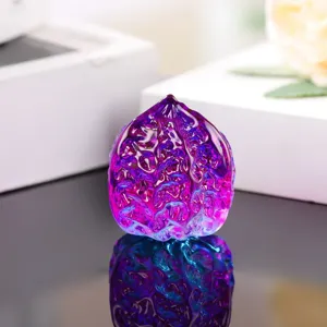 Exquisite colored glaze walnut hand play piece, vibrant purple blue glass fitness ball ornament.