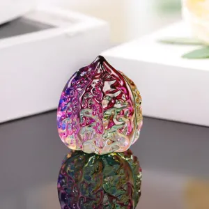 Colorful glass walnut ornament, hand toy or fitness paperweight, exquisite home decor gift.