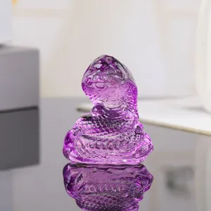 Crystal snake figurine purple glass zodiac animal ornament for home desktop decor gift