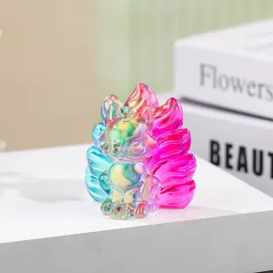 Exquisites Kristall Neunschwänziger Fuchs Detail, bunte Glas Tier Desktop Ornament Geschenk.