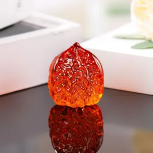 Amber glazed walnut hand piece crystal glass fitness ball finger exercise gift ornament