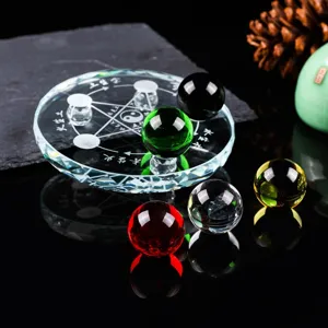 Conjunto de esferas de vidrio Bagua Feng Shui con matriz de cristal de cinco elementos.
