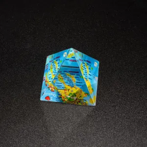 Crystal pyramid souvenir featuring Chalkidiki map and cute design, nice desktop decor.