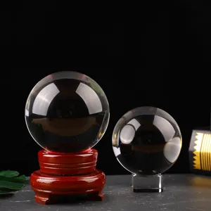Clear crystal glass ball detail showing transparent smooth surface and fine texture.