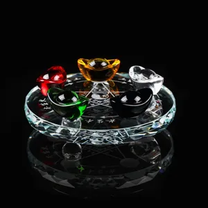 Set de Bandeja de Riqueza Bagua de Cinco Elementos de Cristal con Lingotes Coloridos