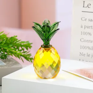 Exquisite crystal glass pineapple ornament miniature desktop decoration figurine fruit decor.