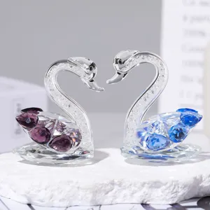 Crystal swan figurines pair couple gift sparkling rhinestone desktop ornament decor glass craft