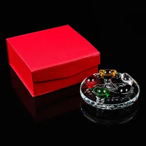 Hermoso conjunto de feng shui cinco elementos lingotes cristal bagua caja regalo roja