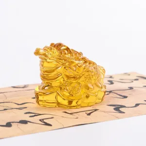 Feng Shui Goldener Geldkröte Figur Harz Reichtum Ornament für Heimdekoration Geschenk