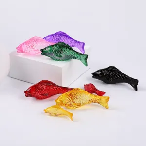 Colorful glass fish figurine crystal animal ornament home decor tabletop display sculpture