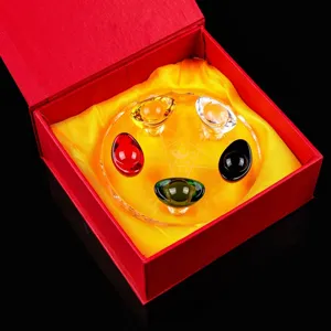 Set de lingotes de cristal cinco elementos Feng Shui con plato bagua en caja de regalo.